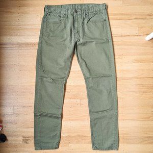 Levi's 508 relaxed fit olive green chinos 33/32